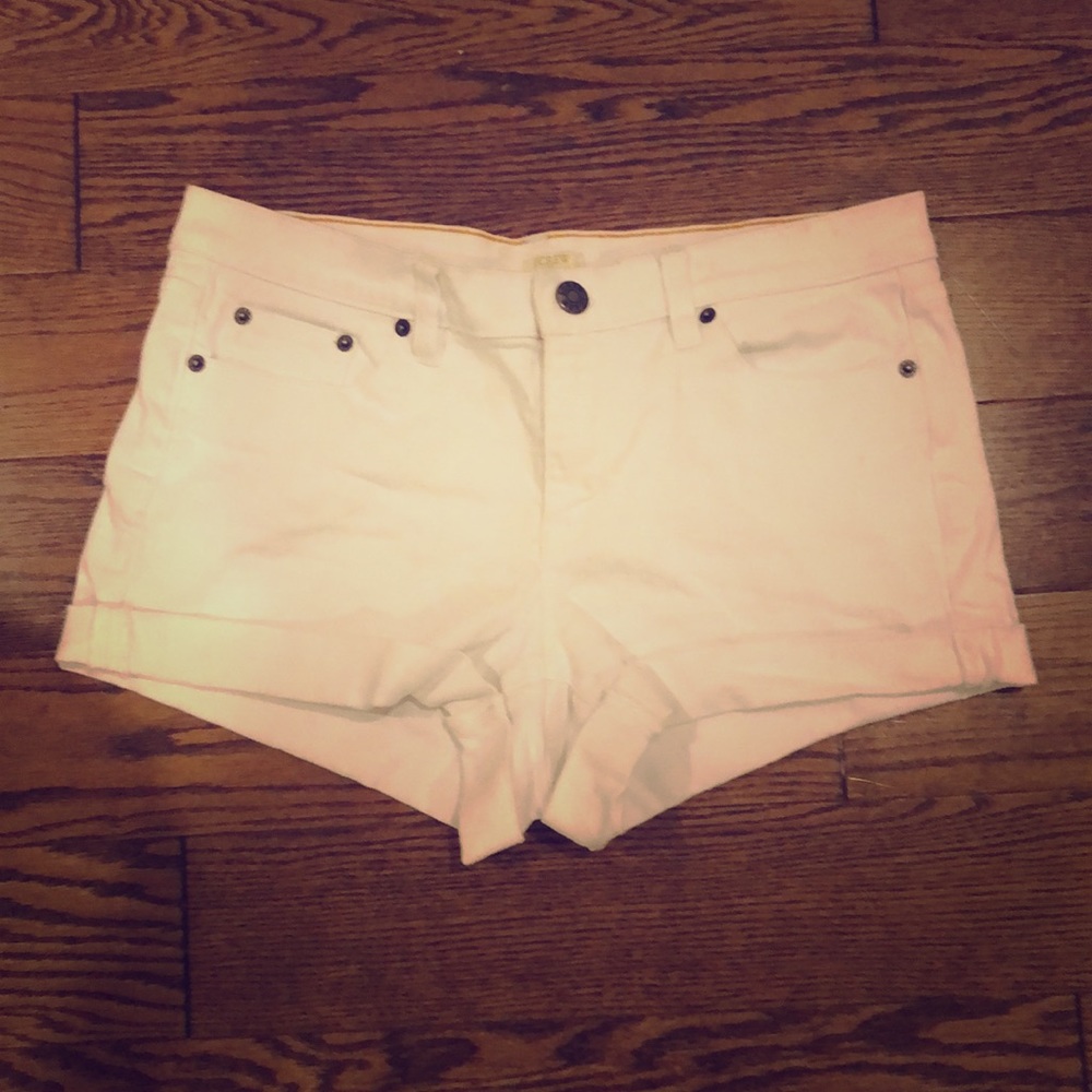Jcrew low rise white denim shorts 2”